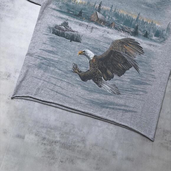 Vintage 90’s Grey Double Sided Eagle Nature AOP T-Shirt - Picture 5 of 7
